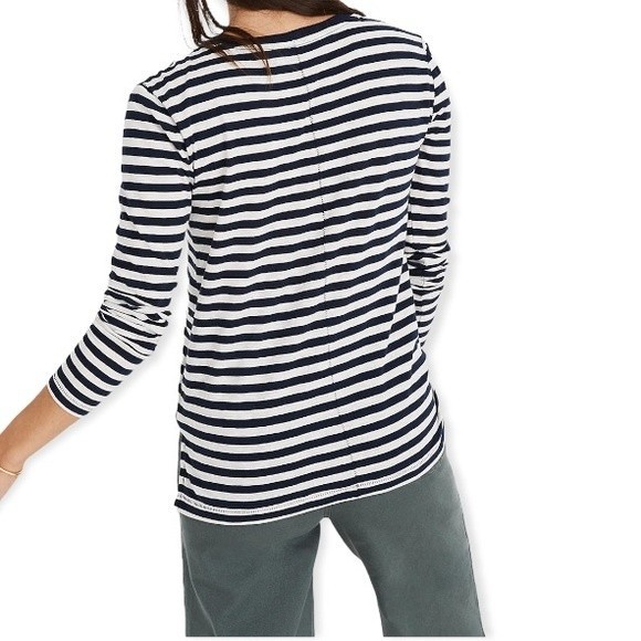 Madewell T Shirt Striped Lynda Long-Sleeve Whisper Cotton blue white Size XS - Picture 6 of 13